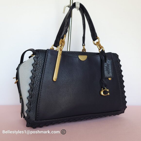 COACH Dreamer 27 Whipstitch Colorblocked Mixed Leather & Suede Satchel-Ink Mult⭐ - Picture 4 of 16